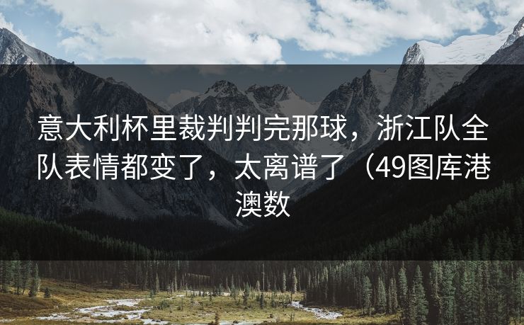 意大利杯里裁判判完那球，浙江队全队表情都变了，太离谱了（49图库港澳数